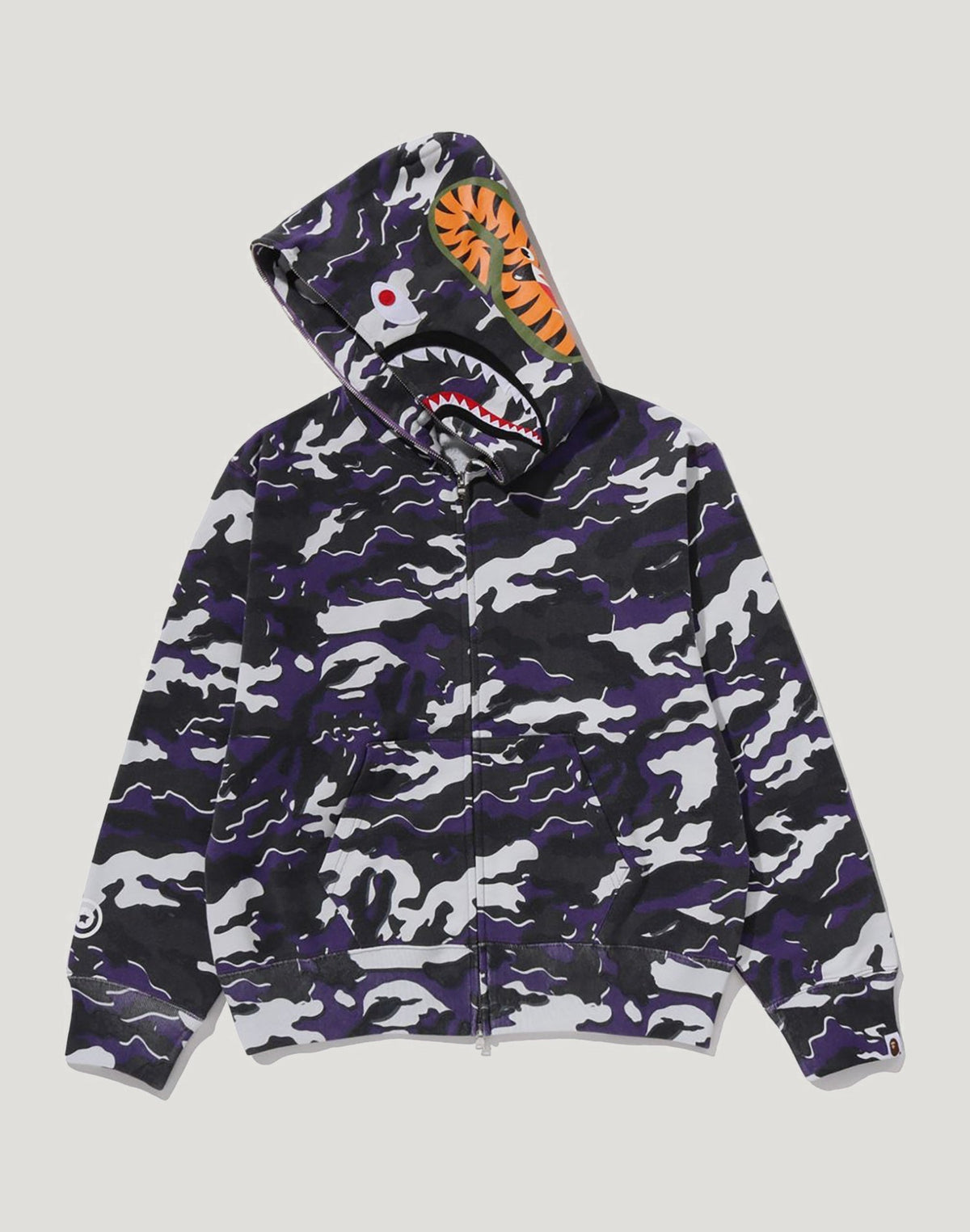 GLITCH WOODLAND CAMO SHARK FULL ZIP HOODIE LADIES