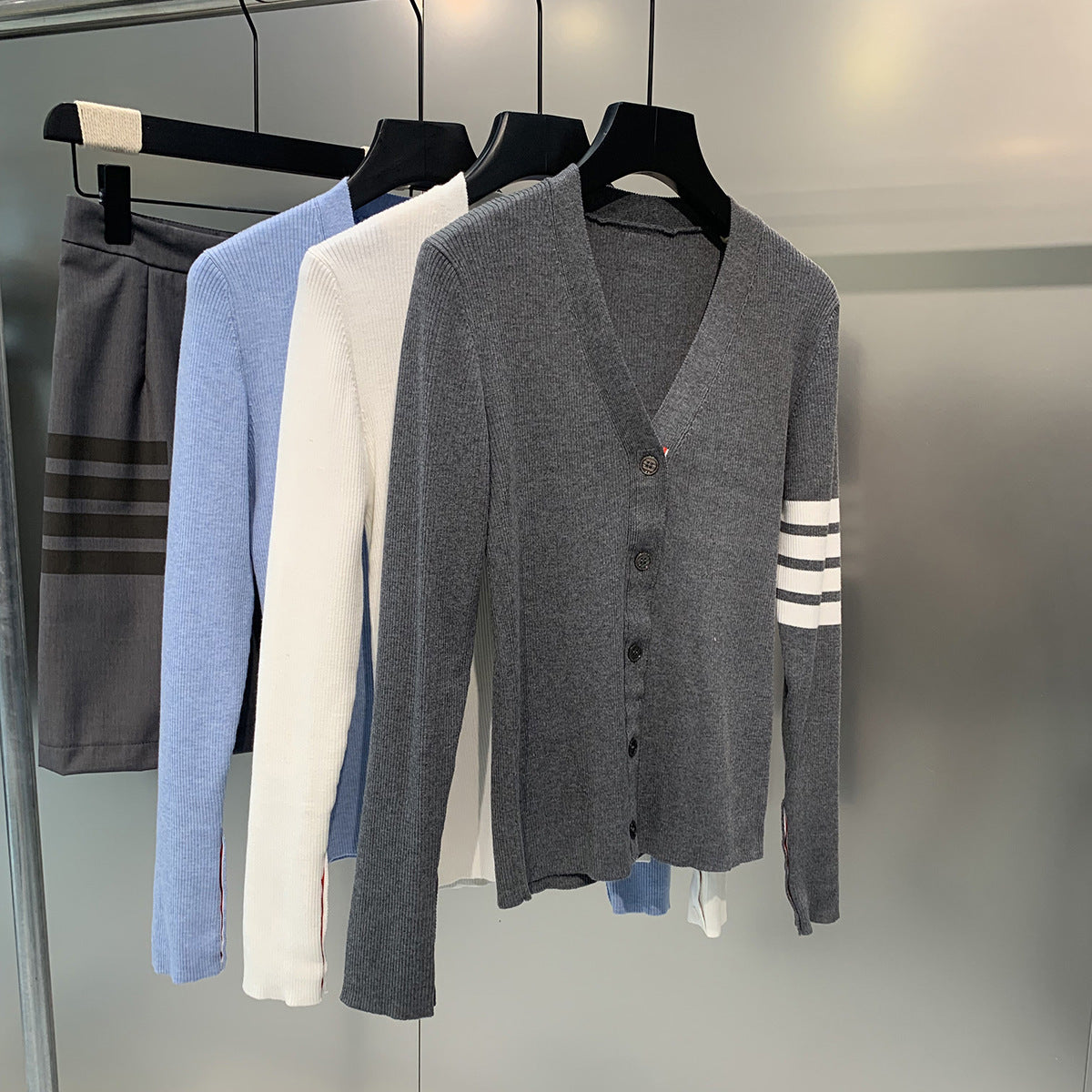 Thom Browne Women's Classic Four-Bar V-Neck Cardigan