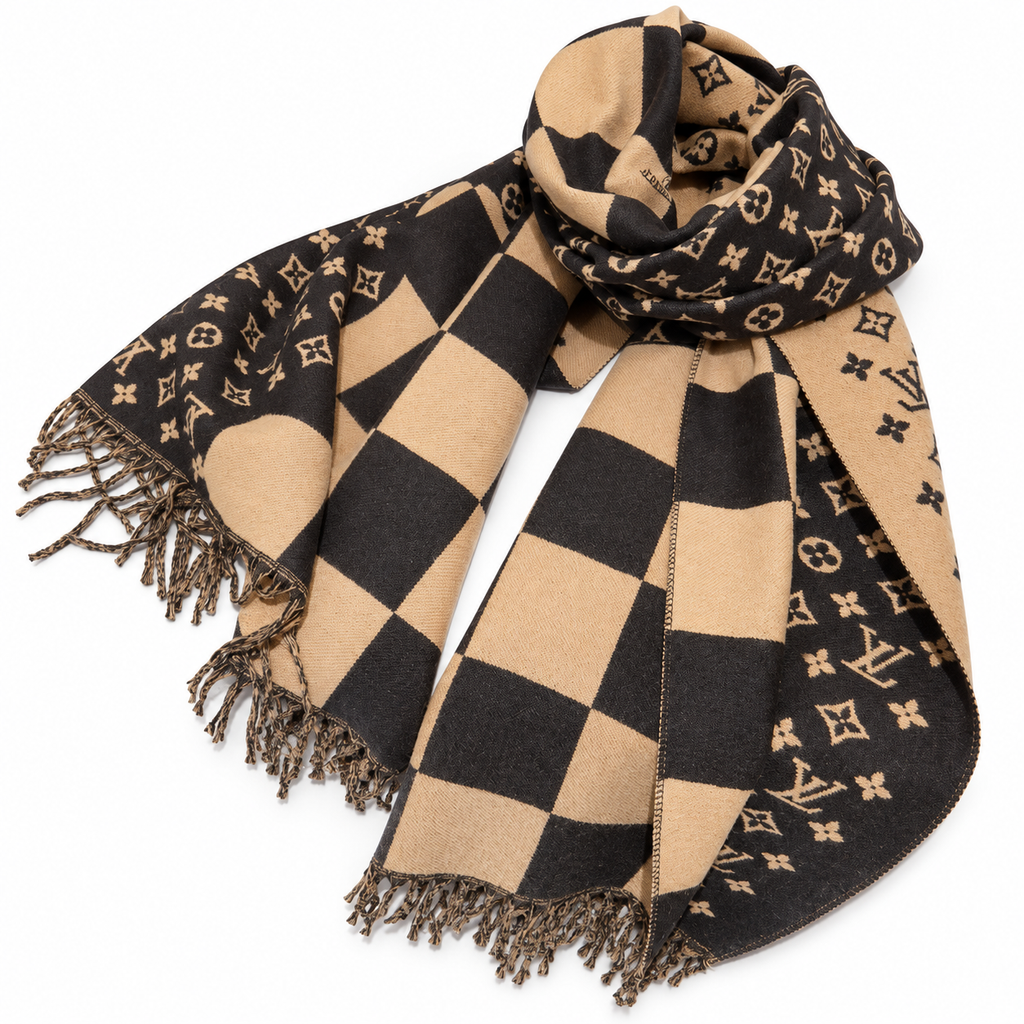 Louis Vuitton Style Checkerboard Monogram Scarf