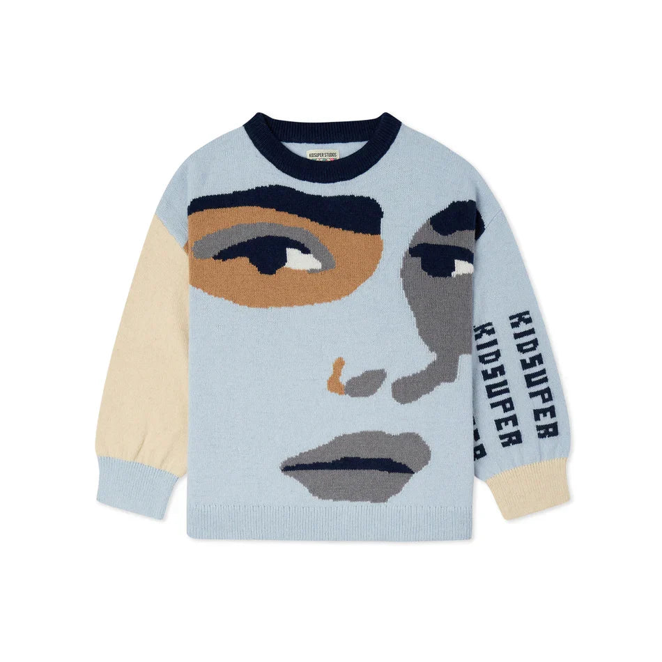 KidSuper Face Boxy Sweater 'Blue'