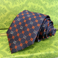 Gucci Style Men's Interlocking G Stripe Silk Tie