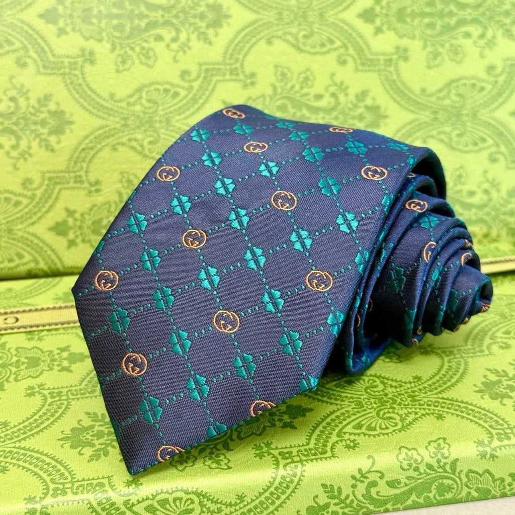 Gucci Style Men's Interlocking G Stripe Silk Tie