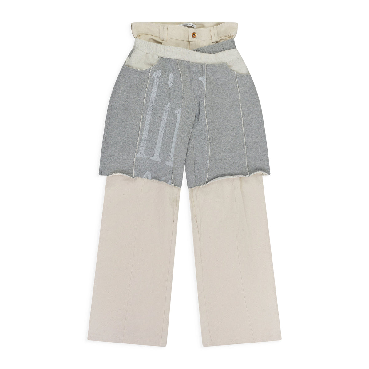 Beige Ahmad Layered Trousers