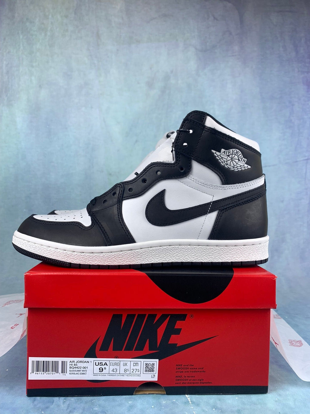 Air Jordan 1 High Black and White Panda 85 Unisex Sneakers BQ4422-001 Style 16