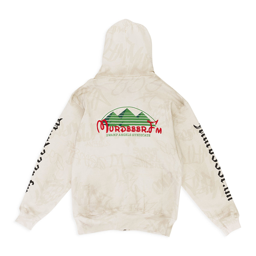 MURD333R.FM WHITE DISN333 HOODIE