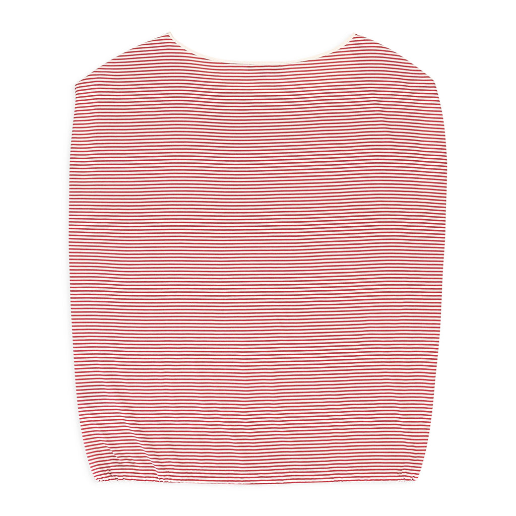SILK STRIPED WHITE?RED BLOUSE