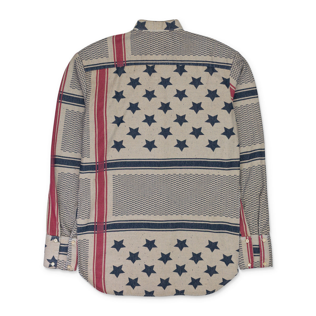 MULTI TUNIC AMERICAN FLAG BUTTON-DOWN SHIRT