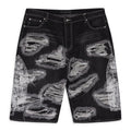 BLACK DARNING SIDE EMBROIDERY SHORTS