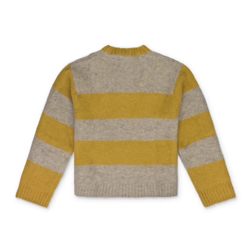 Yellow / Gray Striped Logo Knit Sweater