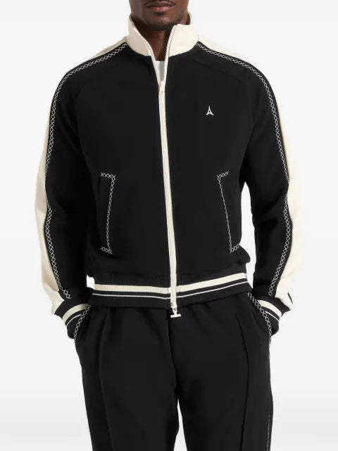Manière De Voir Tristan in black contrast-whipstitching raglan track jacket
