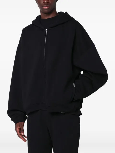 Represent zip-up hooded cardigan