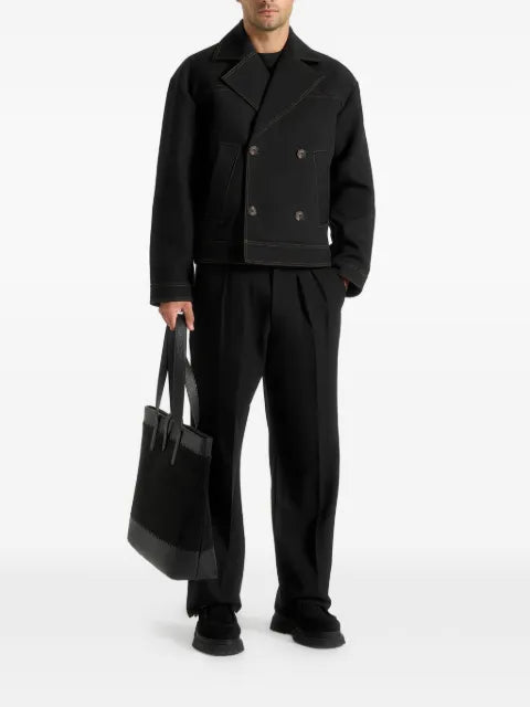 Manière De Voir Mika unisex tailored double breasted jacket with contrast stitch