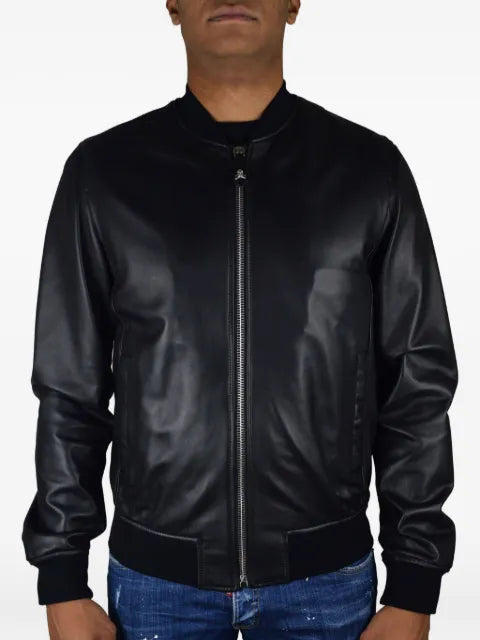 Philipp Plein zip skull leather jacket
