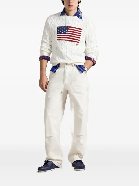 Polo Ralph Lauren cable-knit flag-motif sweater