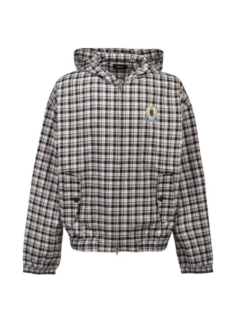 BREATH check-pattern hooded jacket