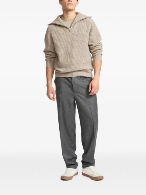 Yves Salomon zip-front ribbed-knit sweater