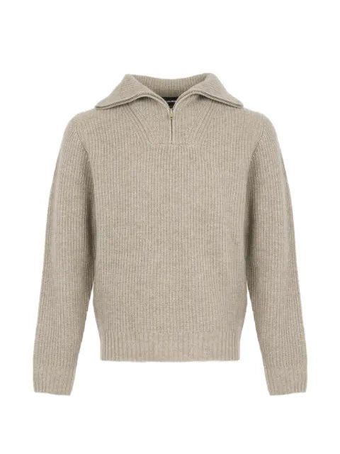 Yves Salomon zip-front ribbed-knit sweater