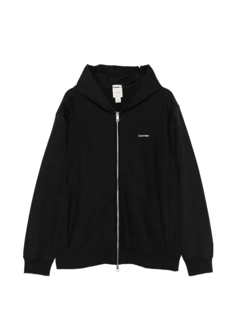 Calvin Klein embroidered-logo zip-up hoodie