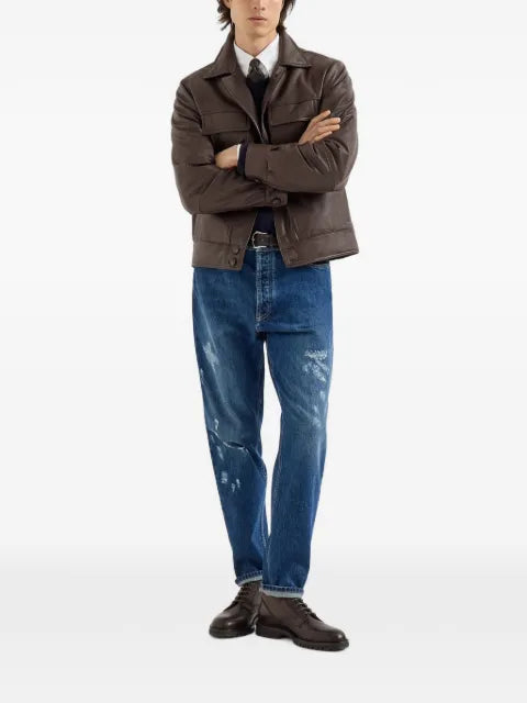 Brunello Cucinelli nappa leather jacket with Thermore® padding