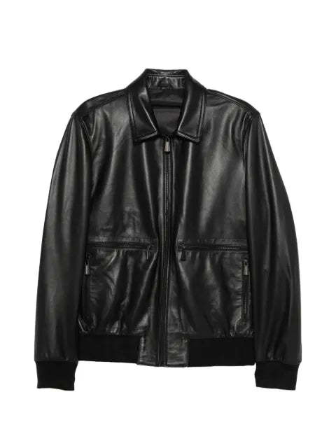 SERGIO MORETTI FIRENZE ribbed-trim leather jacket
