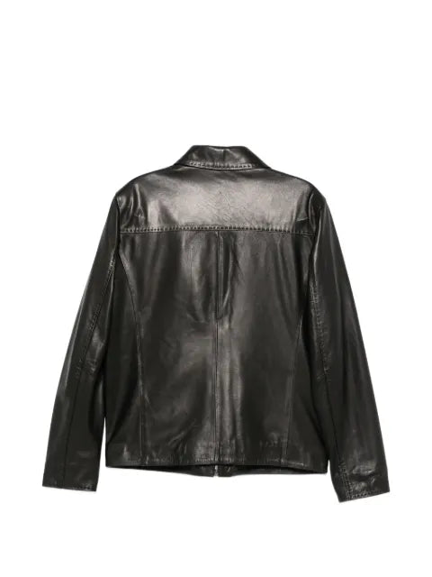 SERGIO MORETTI FIRENZE whipstitch-trim leather jacket