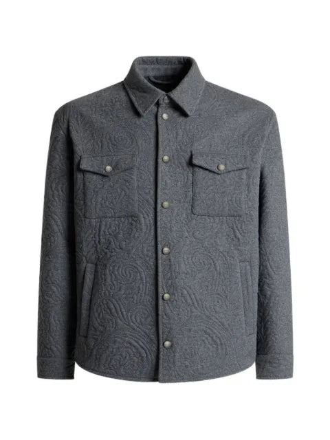 ETRO cotton-blend overshirt with quilt-effect Paisley embroidery