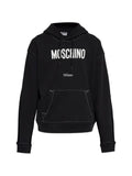 Moschino logo-print contrast-stitch hoodie