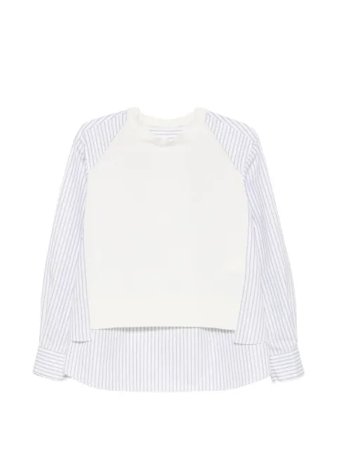 sacai striped-panel sweater
