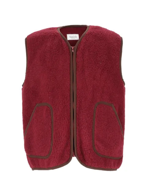 AMISH fleece-texture zip-up gilet