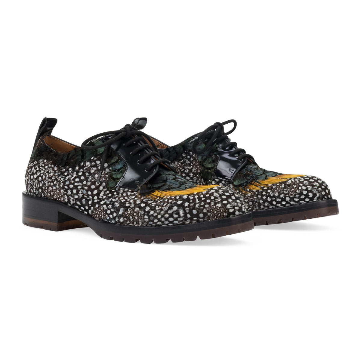BLACK SCARPE LACED LEATHER BROGUES OXFORDS