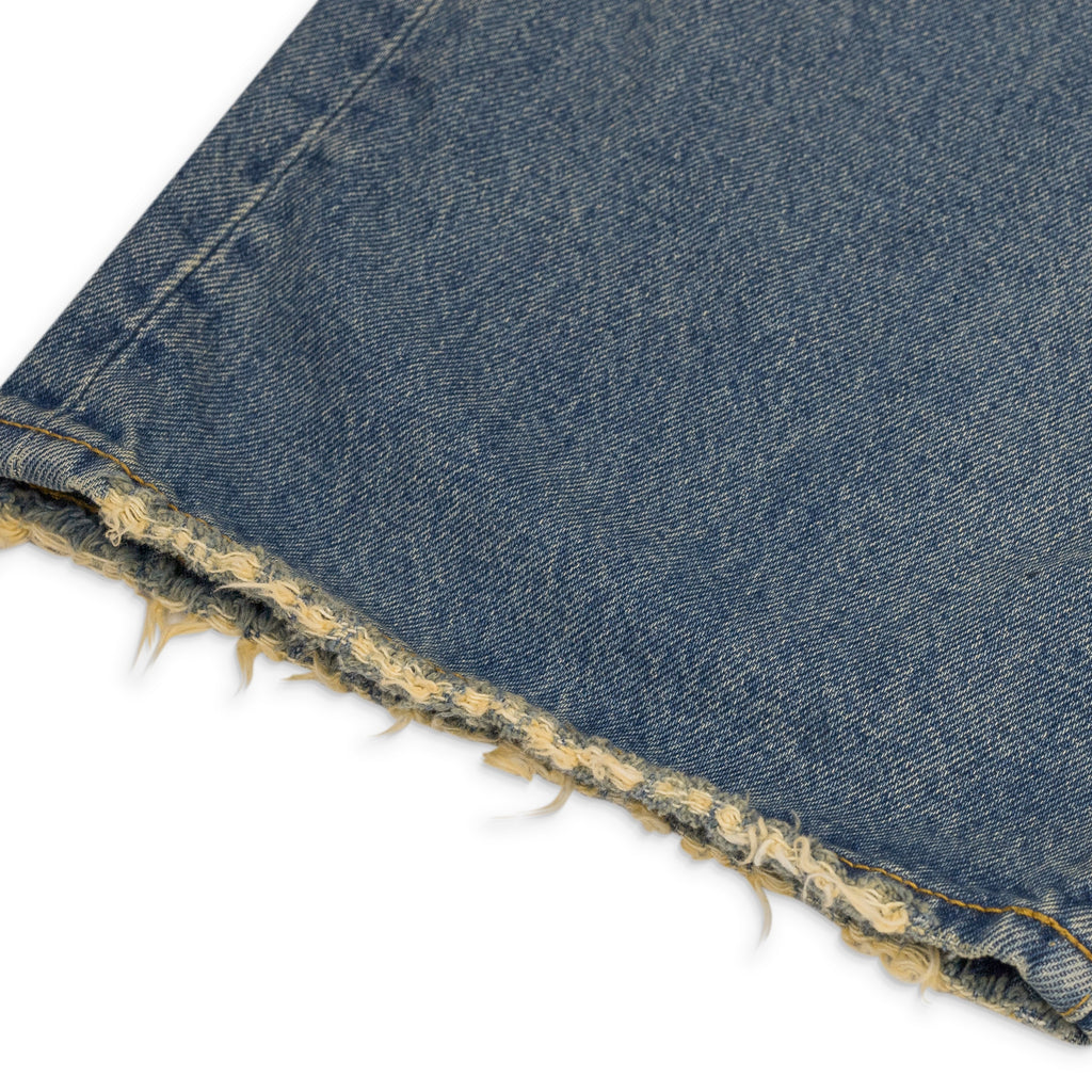 Mid Indigo Repair Destroy Baggy Fit Jeans