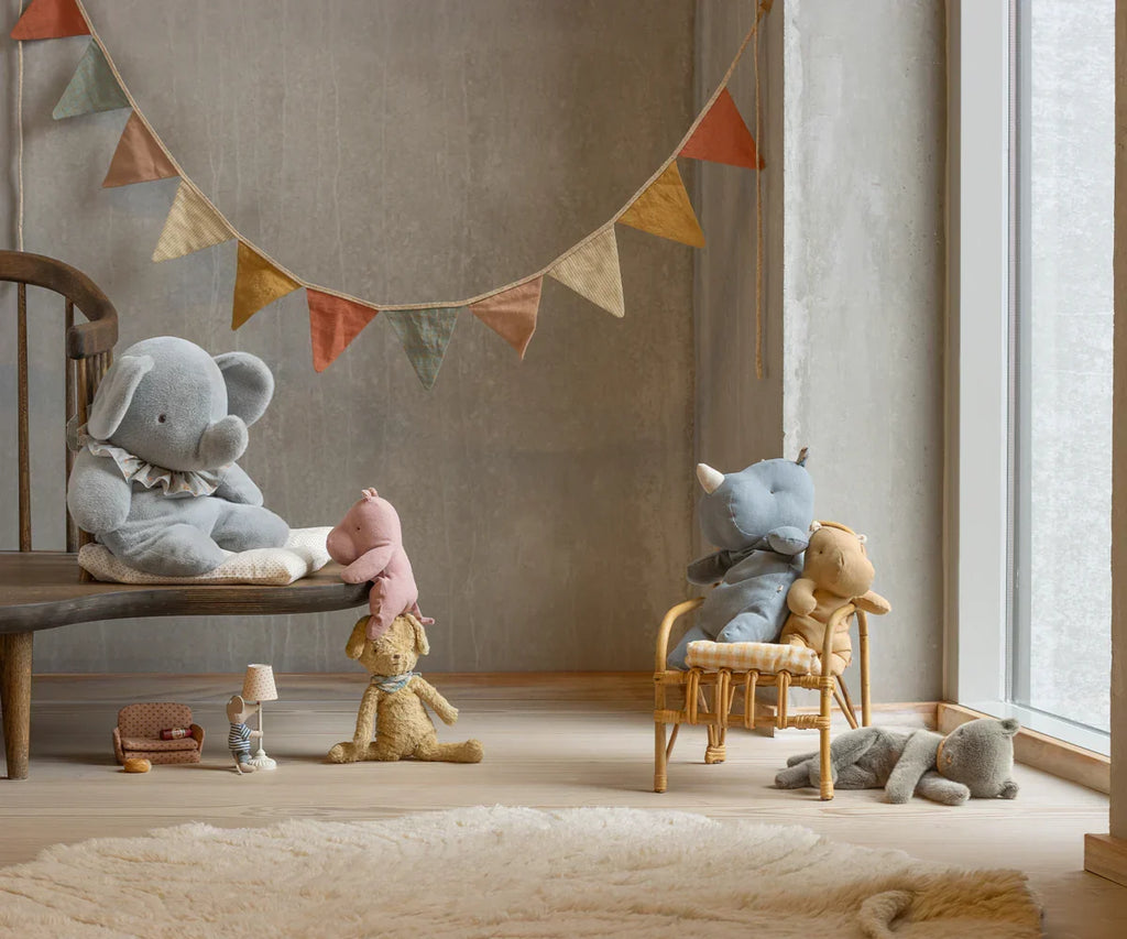Elephant plush, Big - Blue/grey