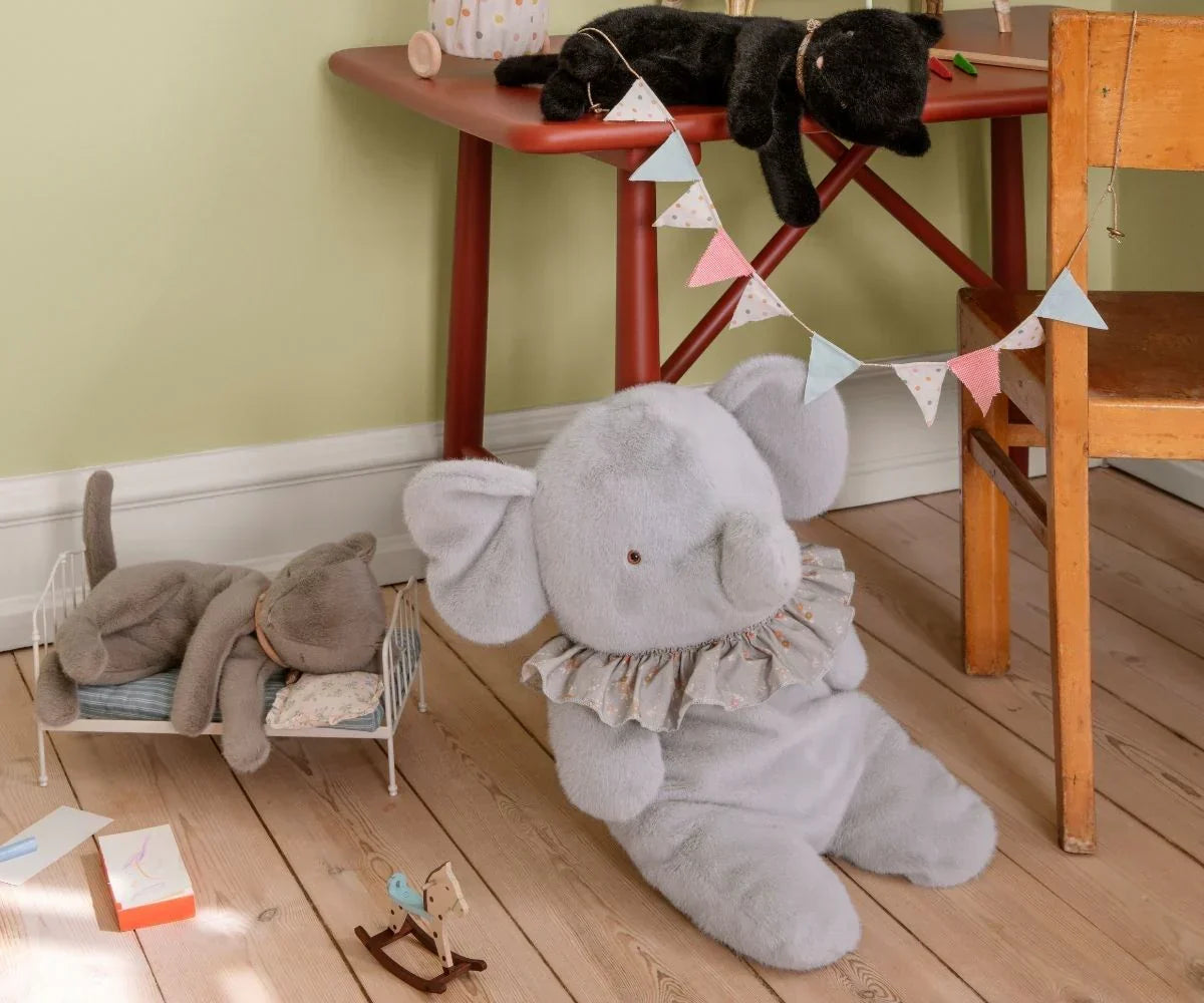 Elephant plush, Big - Blue/grey