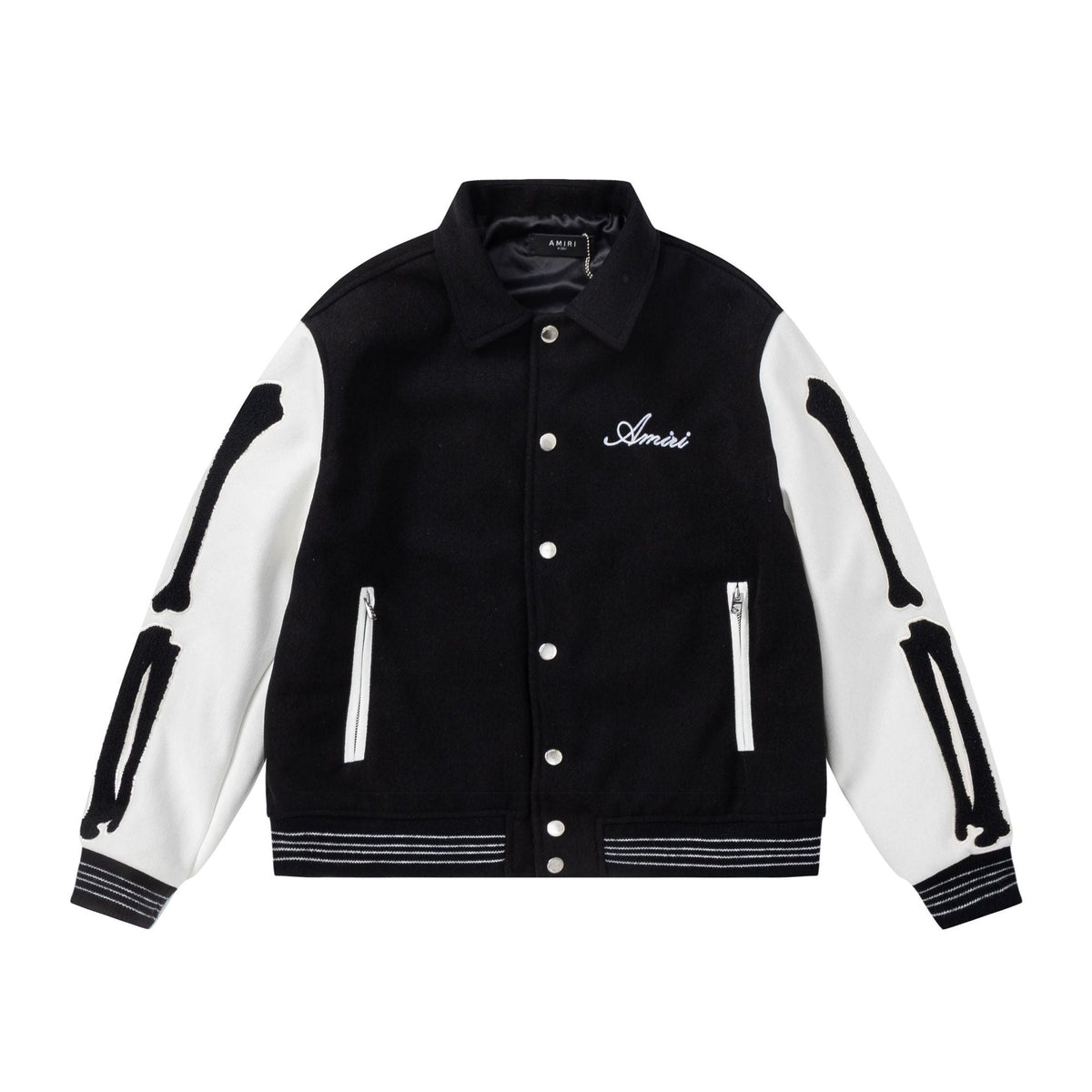 Amiri Bone Towel Embroidered Collared Varsity Jacket Unisex