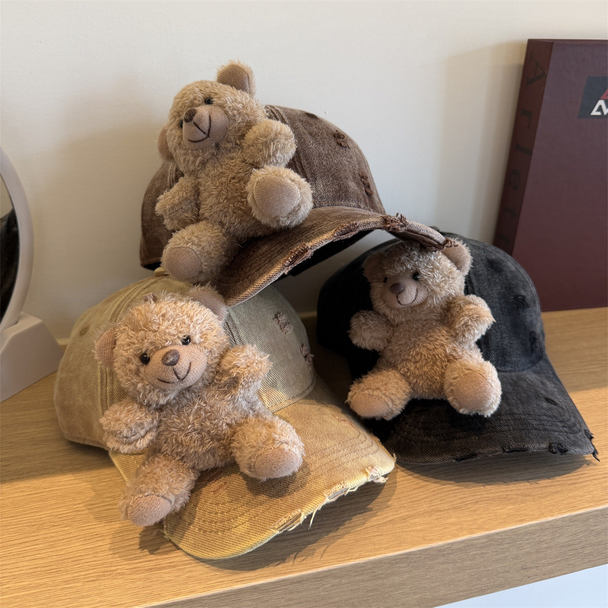 Vintage Washed 3D Teddy Bear Baseball Cap Y2K Streetwear Hat