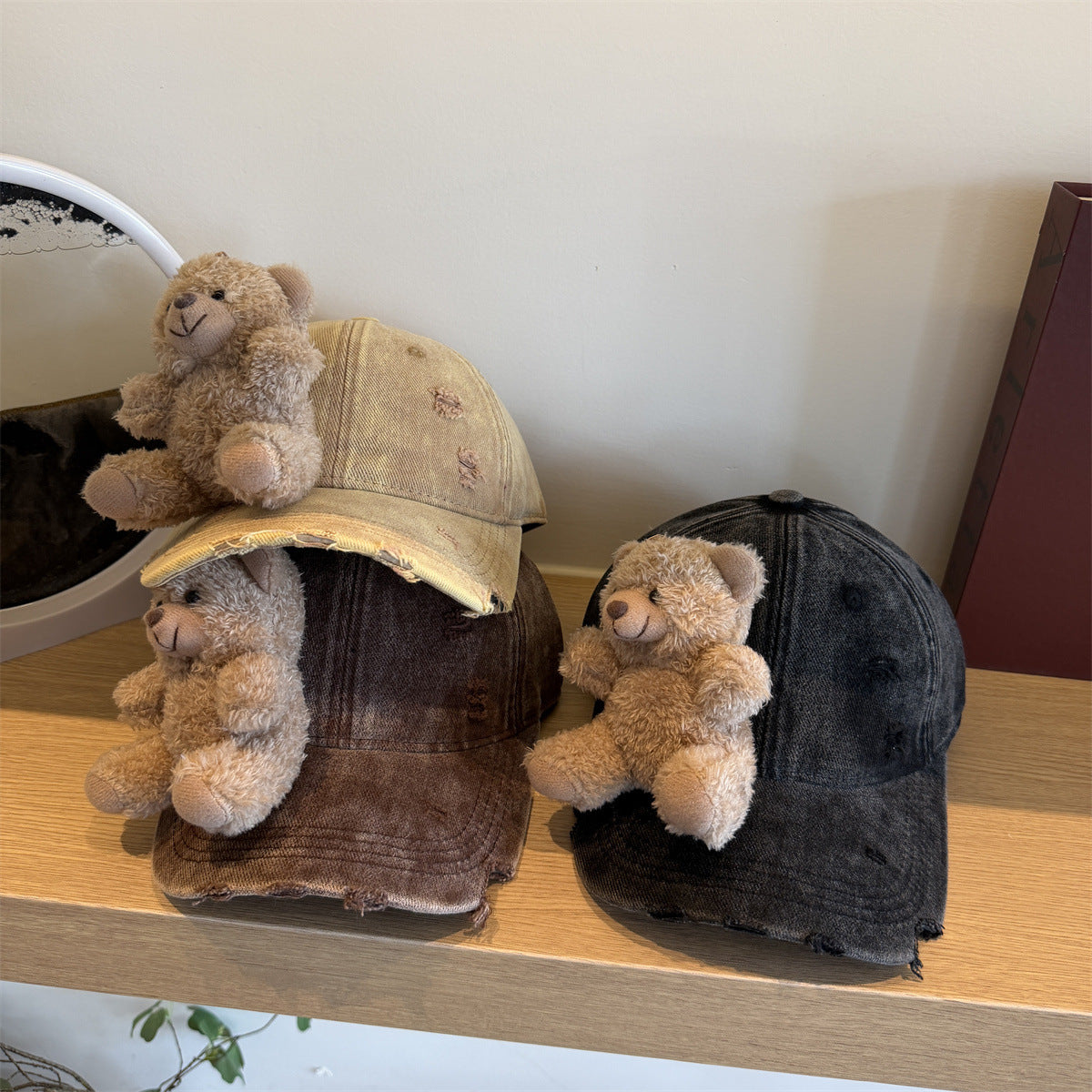 Vintage Washed 3D Teddy Bear Baseball Cap Y2K Streetwear Hat