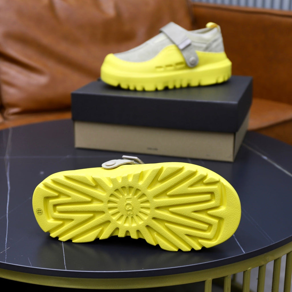 UGG Gray Neon-Yellow Strap Platform Shoes