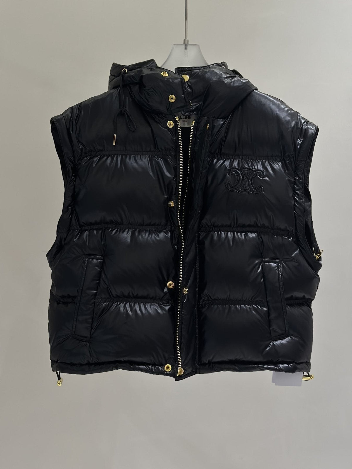 CELINE Down Coat Women's Convertible Hooded Puffer Coat