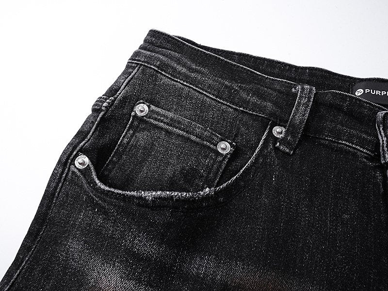 Purple Brand Distressed Paint-Splatter Jeans