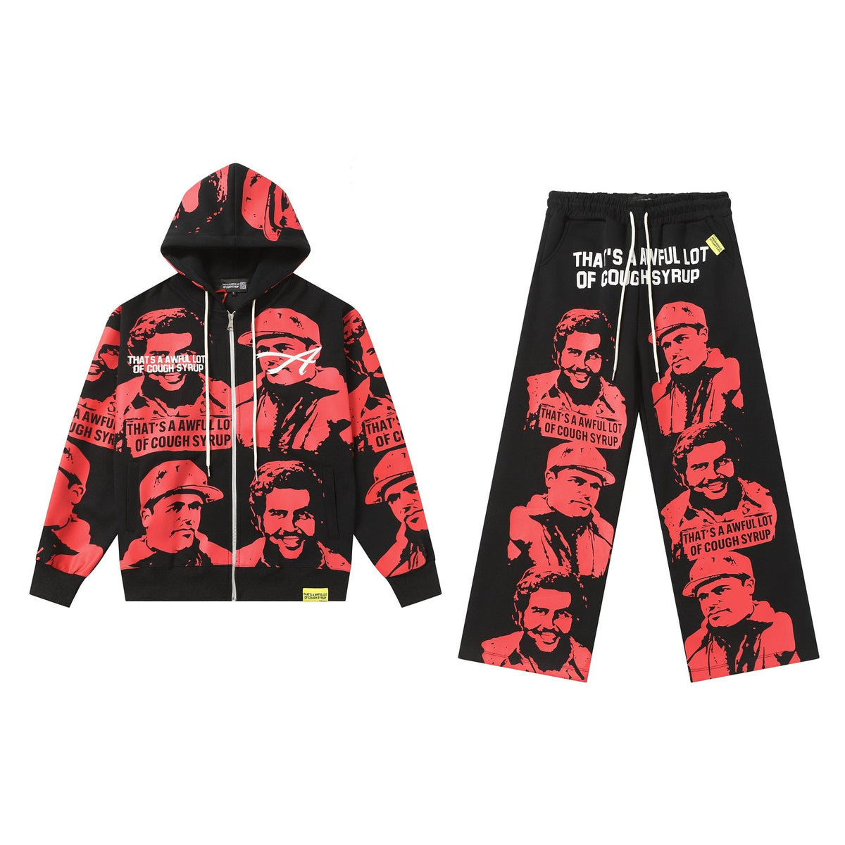 THAT'S A AWFUL LOT OF COUGH SYRUP Star Graphic Zip Hoodie & Pants Matching Set