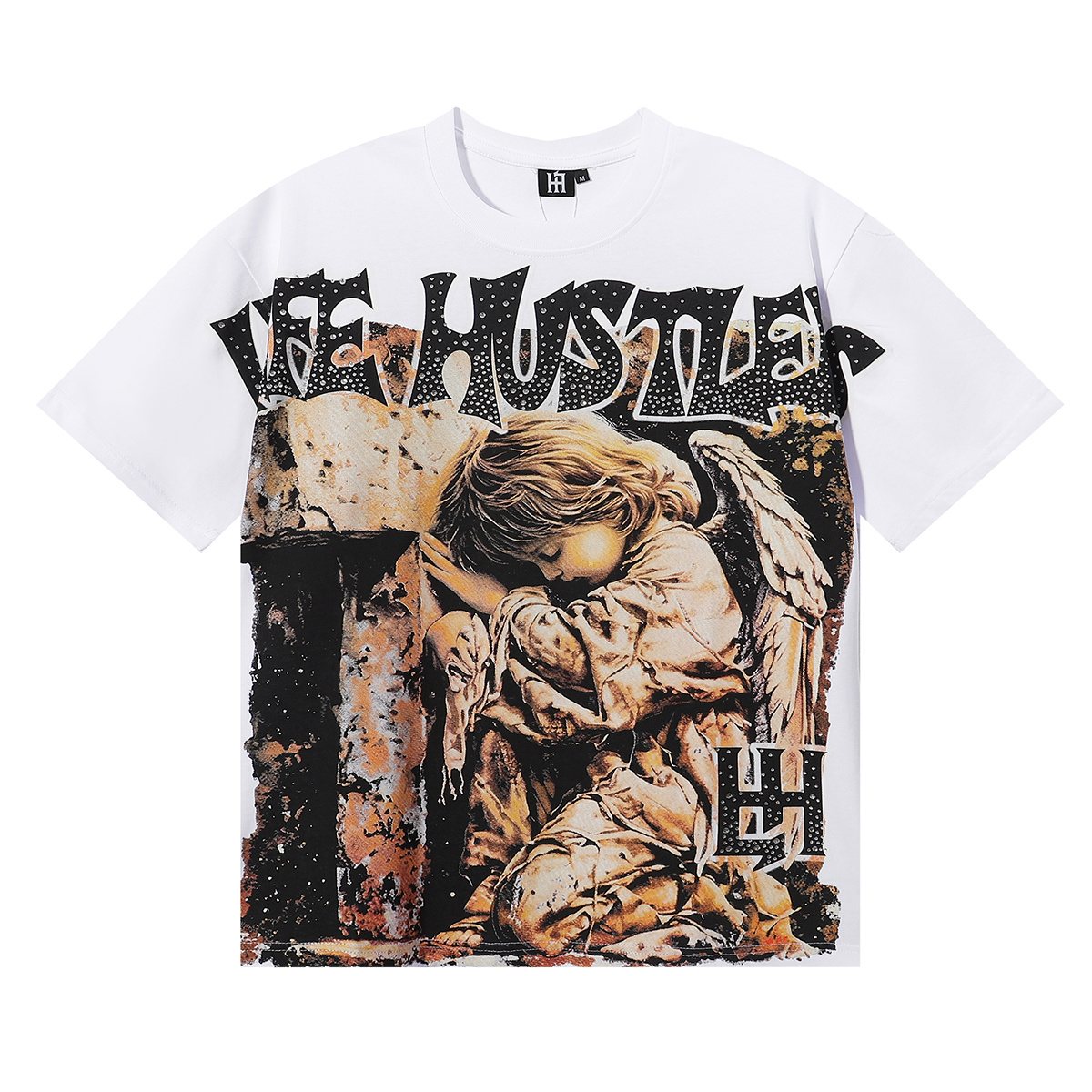 Life Hustlere Praying Angel Rhinestone Graphic T-Shirt