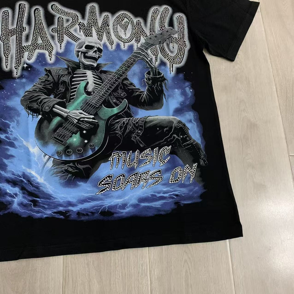 HARMONY Skeleton Guitar Graphic T-Shirt