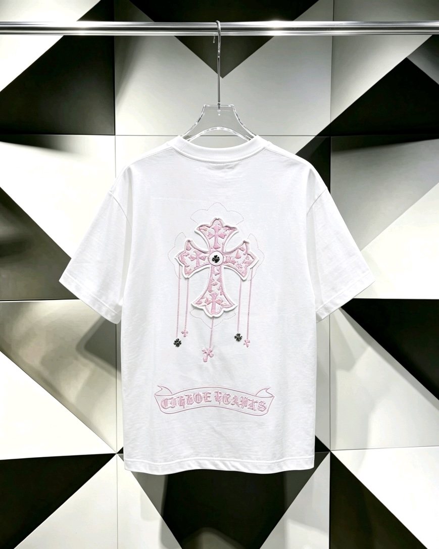 Chrome Hearts Pink Cross Graphic T-Shirt
