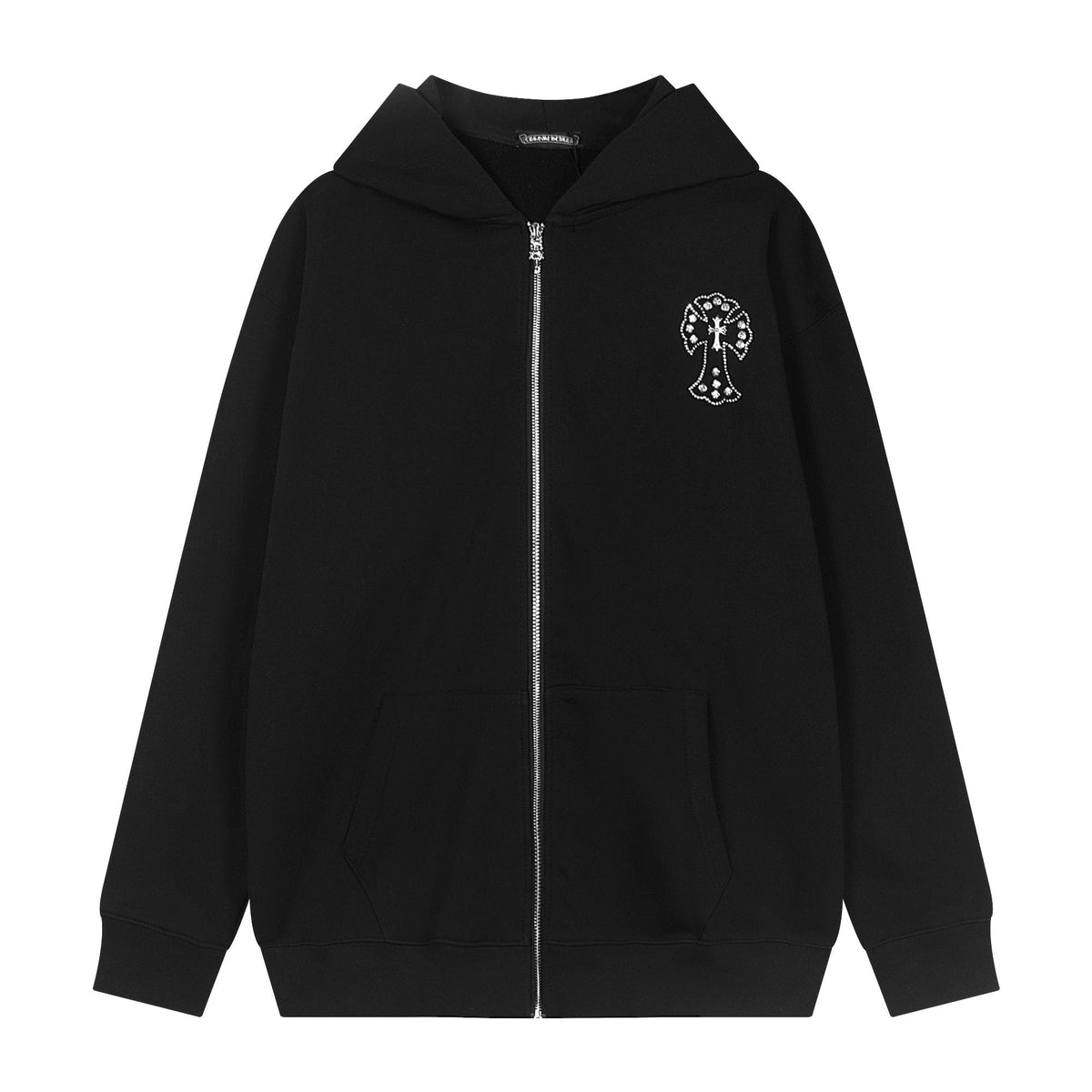 Chrome Hearts Floral Cross Graphic Full-Zip Hoodie