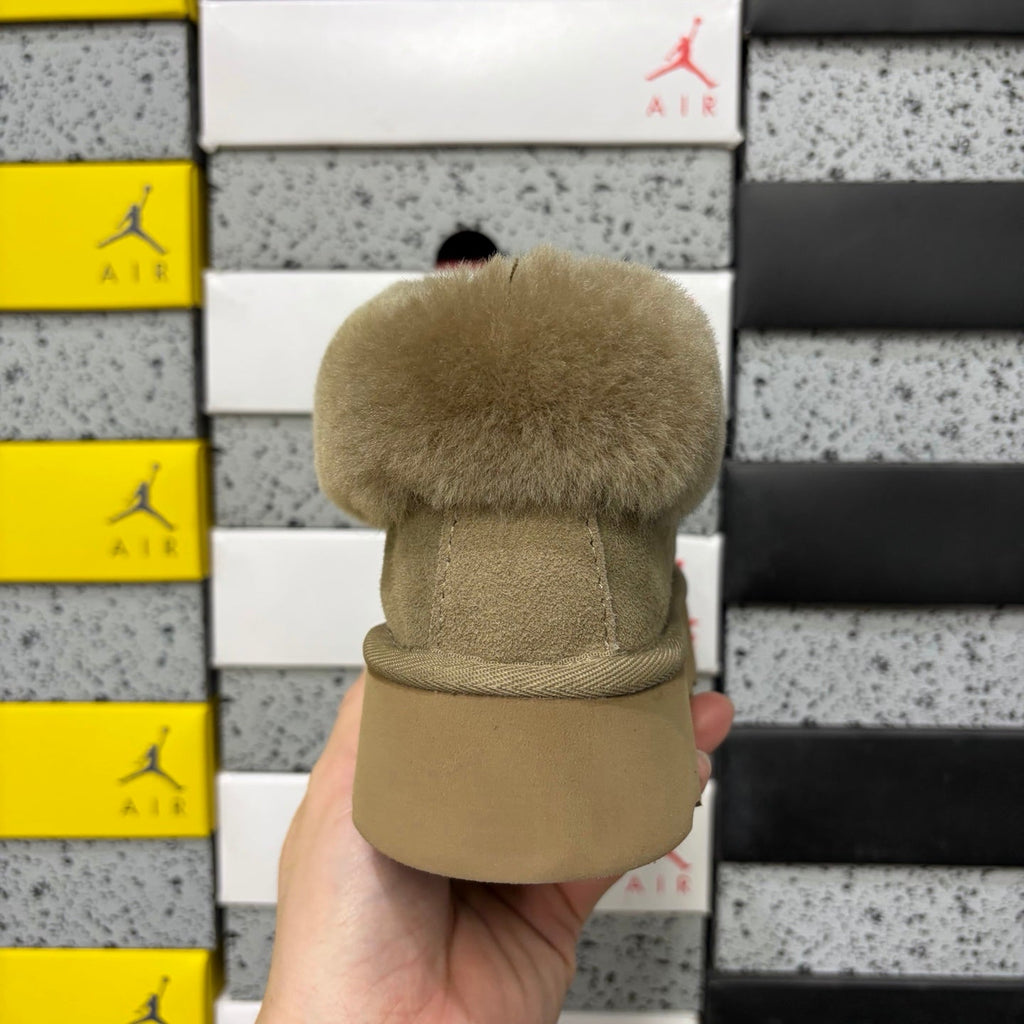 UGG Classic Mini II Platform Boot with Shearling Collar, 3cm Chunky Platform Sole & Tonal Lug Outsole in Taupe