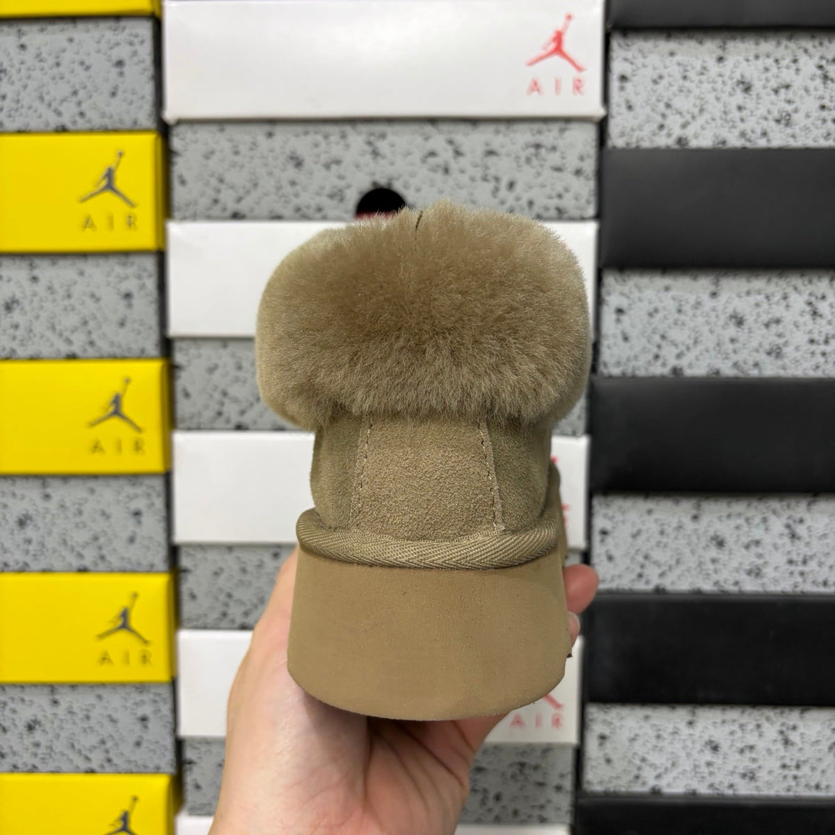 UGG Classic Mini II Platform Boot with Shearling Collar, 3cm Chunky Platform Sole & Tonal Lug Outsole in Taupe