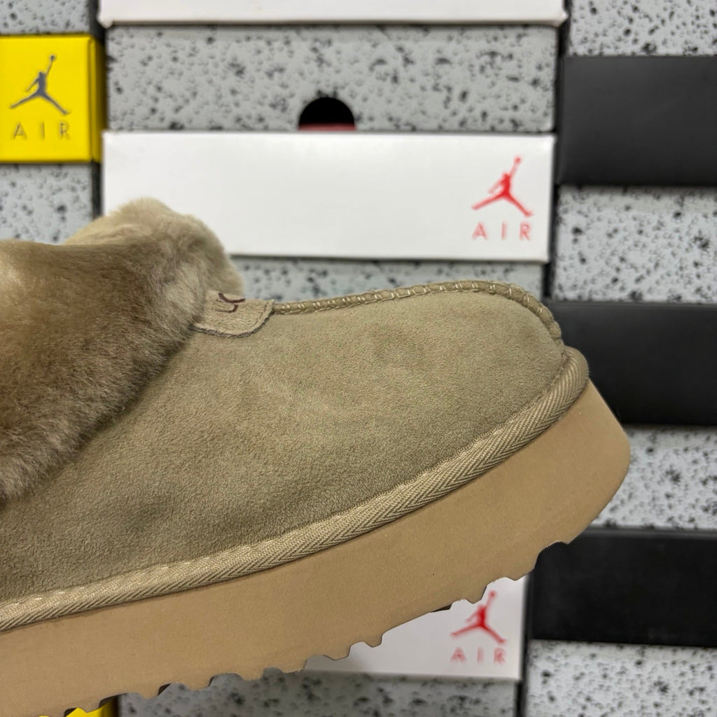 UGG Classic Mini II Platform Boot with Shearling Collar, 3cm Chunky Platform Sole & Tonal Lug Outsole in Taupe