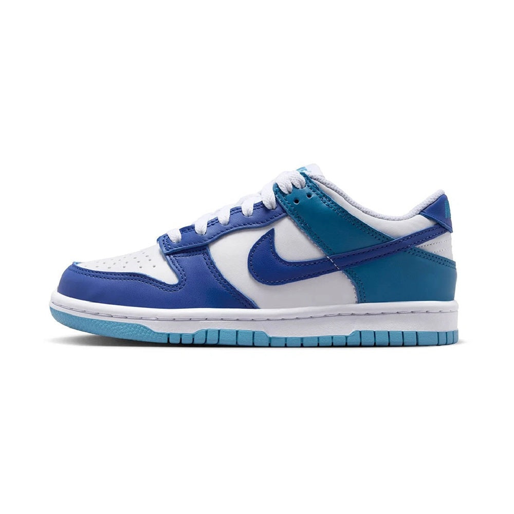 Big Kid's Nike Dunk Low White/Game Royal-Dutch Blue (FB9109 130)