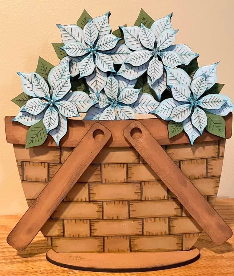 Poinsettia For The Flower Basket Interchangeable File SVG, Christmas Tiered Tray, Glowforge, LuckyHeartDesignsCo