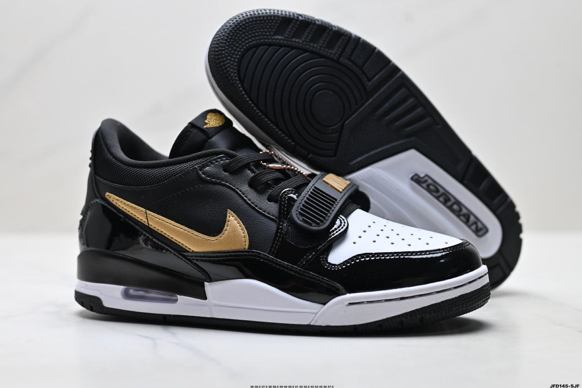 Jordan Legacy 312 Low Black White Metallic Gold Sneakers